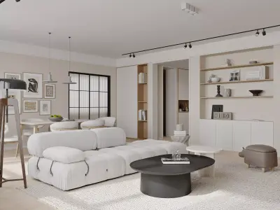 Modern living room dining room interior scenes 544 3D model