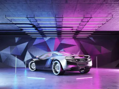 Car studio interior room - render lighting storage 3D model