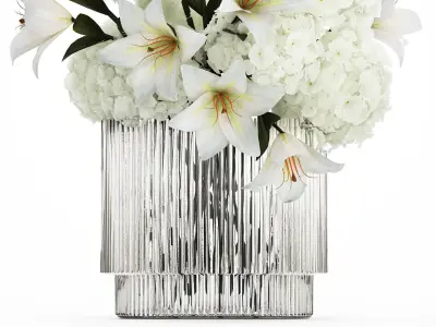 Bouquet Of Flowers Vase Hydrangea Lilies 511 3D model