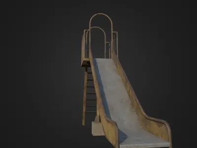 Old Worn Japanese Slide Low-poly 3D model