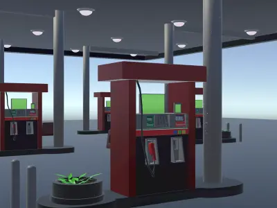 Gas Station  Free low-poly 3D model