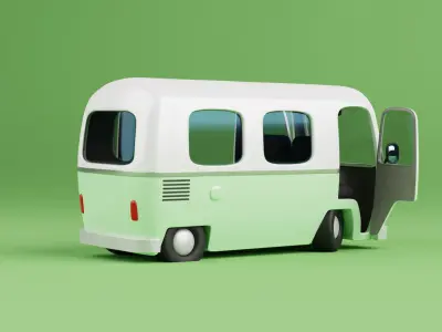 Stylized Cartoon Van - Fully Rigged 3D model