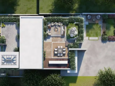 Roof top landscape design with conservatory 3d model 3D model