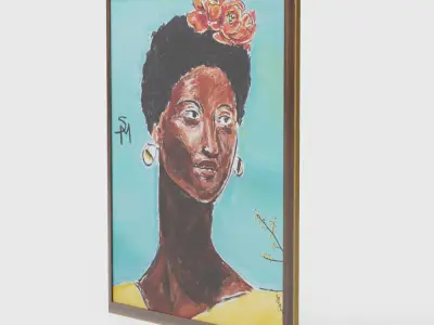 Portrait With Orange Flowers Wall Art Low-poly 3D model