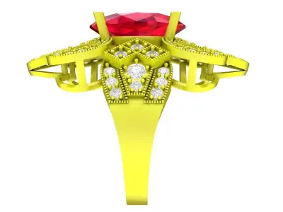 A7602 Luxury Asian Style Diamond Women Ring 3D print model