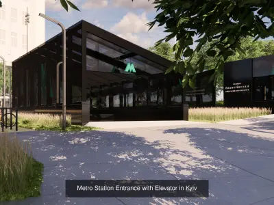 Three Subway Station Entrances with Elevator in Kyiv 3D Model Collection