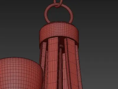 Country 6 gold chandelier with glass shades 3D model