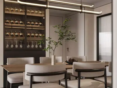 chinese living room dining room interior scenes 17 3D model