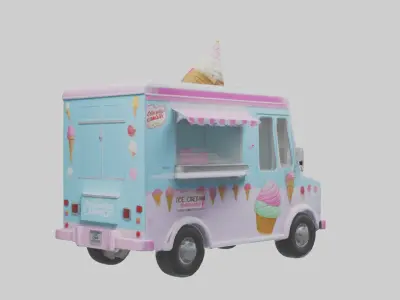 Ice Cream Truck model Low-poly 3D model