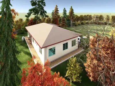 3 Bedroom House plan Model  Low-poly 3D model