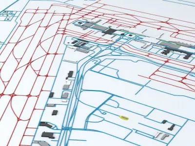 Houston George Bush IAH Airport Roads Buildings and Public Trans 3D model