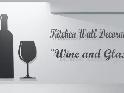 Kitchen Wall Decoration - Wine and Glass 3D model