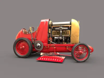 Fiat S76 Beast of Turin open hood  3D model