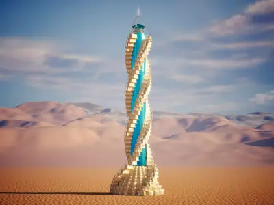 Diamond tower jeddah Low-poly 3D model