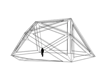 Geodesic Dome Structure with Frame and Glass Panels 3D model