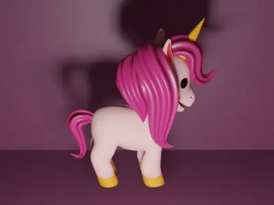 Baby Unicorn 3D Model  Adorable Low-Poly Cartoon Character 3D model