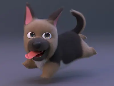 Cute cartoon dog 3D model