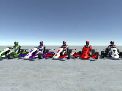 5 Low Poly Karts With Player Pack - 3 Low-poly 3D model