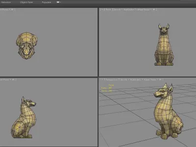 Stone dog sculpture Low-poly 3D model