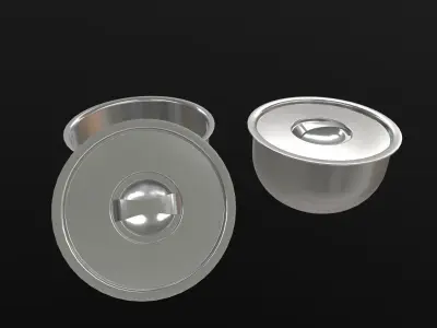 Steel Bowl AR VR PBR  Lowpoly with game ready 3d Model Low-poly 3D model