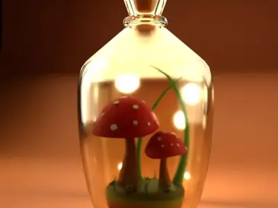 Mushrooms in Bottle 3D model