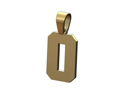NBA font number 0 pendant charm with bail 3D print model