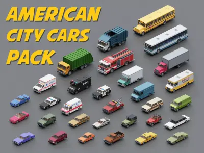 Stylized American Cars  Pack