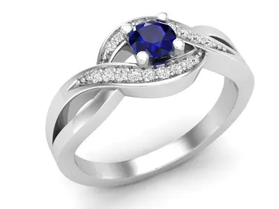 AV 591 Diamond Ladies Swirl Split Shank Bridal Promise Ring 3D print model
