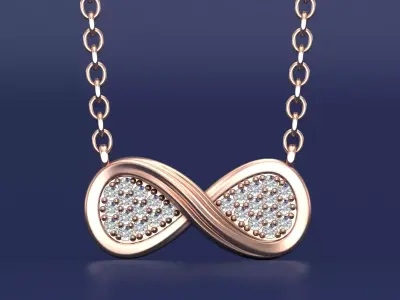 Classic Infinity Diamond Necklace 3D CAD Jewelry Design 3D print model