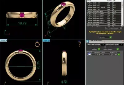 Band 3dm Render Details ruby ring gold 3D print model
