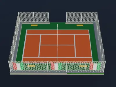 Tennis Court - Italy Low-poly 3D model