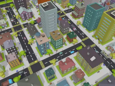 LowPoly City Pack Low-poly 3D model