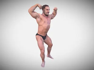 Bodybuilder male posing for camera Low-poly 3D model