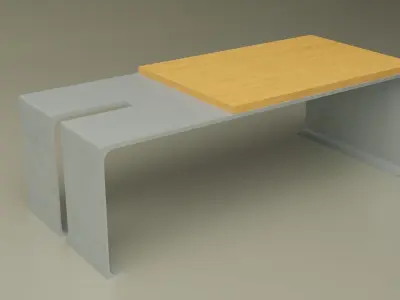 Street Bench with Bicycle Low-poly 3D model