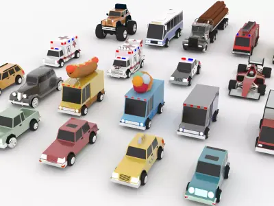 Cartoon Cars Pack pro Low-poly 3D model