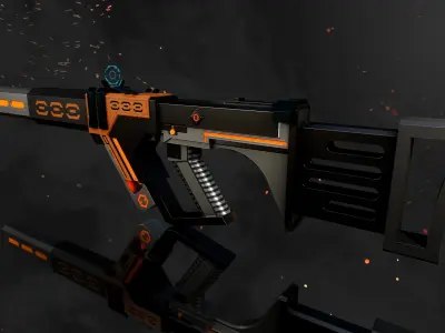 Future Sci-Fi Blaster Rifle Gun Game-Ready Low-poly 3D model