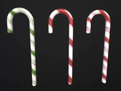 Christmas Candy Cane  Low-poly 3D model