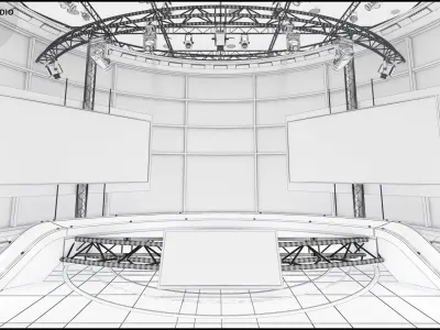 Virtual TV Studio News Set 36 3D model