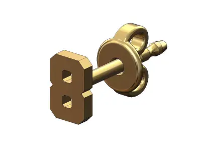 8 eight number varsity font stud earring 3D print model