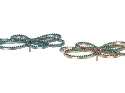 bowtie papion brooch and earrings 3D print model