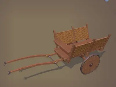 Medieval Carriage Low-poly 3D model