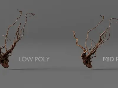 Photorealistic Scaper Root Low-poly 3D model