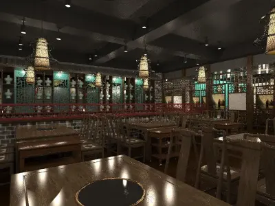 Chinese interior room design 3D model