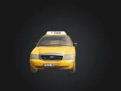 Dirty Yellow taxi Low-poly 3D model