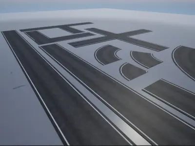 modular single lane PBR road Low-poly 3D model