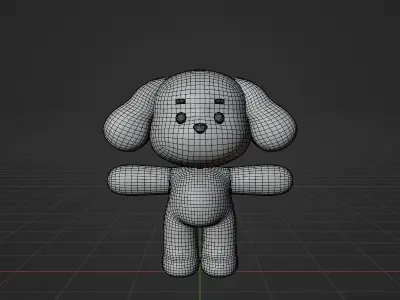 Cartoon cute Poodle  puppy 3D model