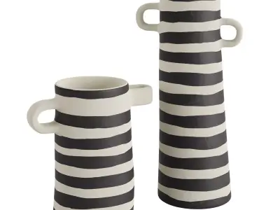 Tall Striped Ceramic Vase 3D model