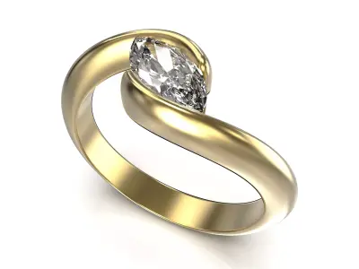 Bypass Solitaire Marquise Ring 3D Print Model 3D print model