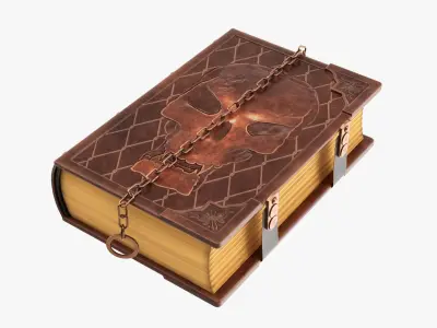 Old book in leather decorated 02 3D model