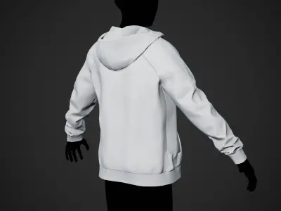 White Open Hoodie Style 1 Low-poly 3D model